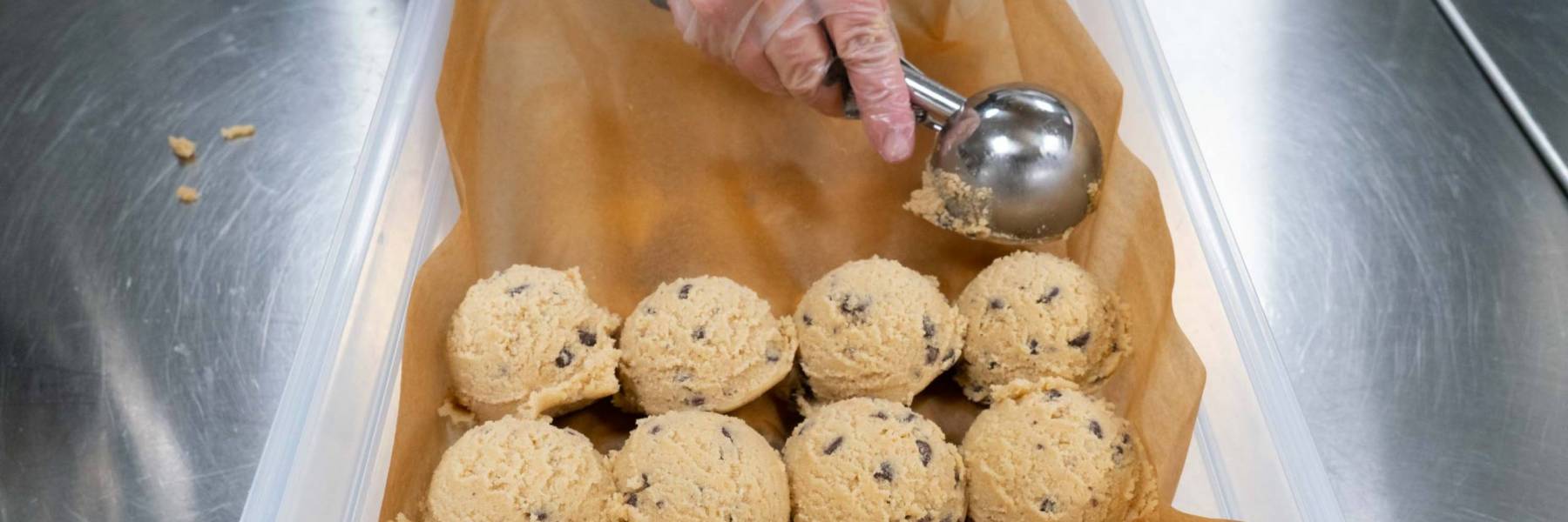 Large scoops of chocolate chip cookie dough