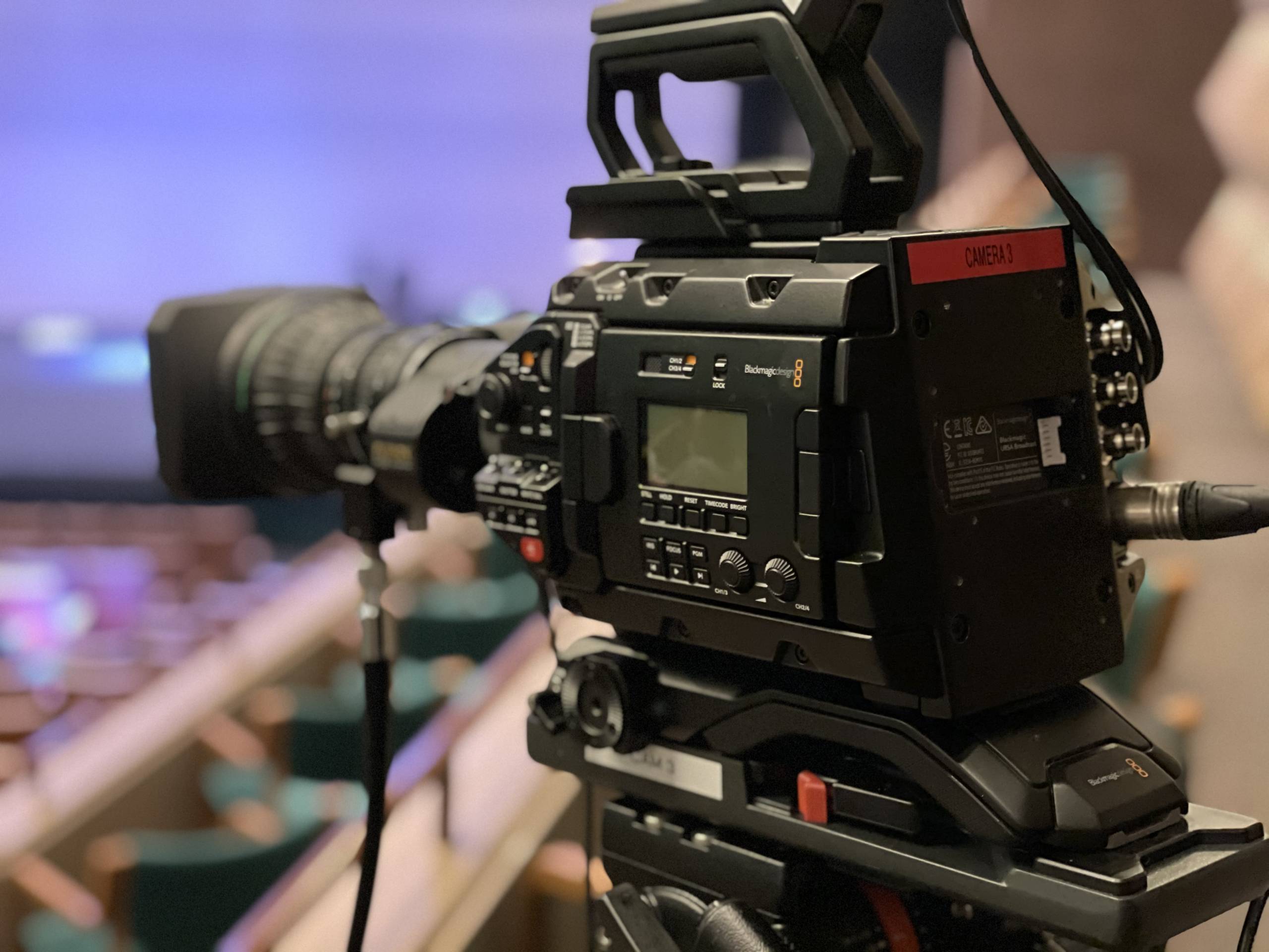 Image of video camera used for live-streamed events