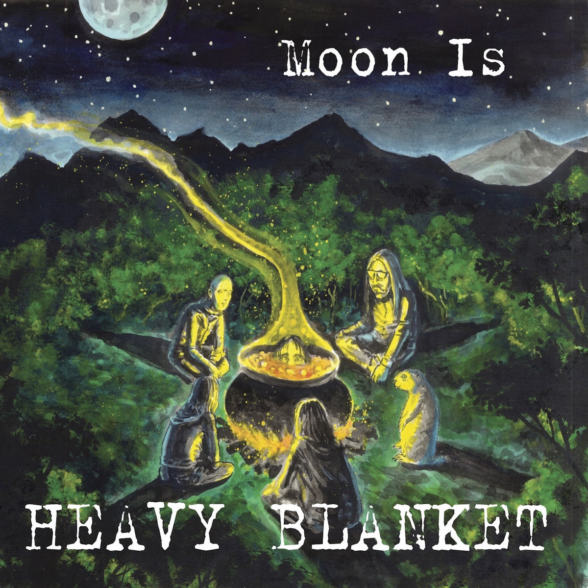 An album cartoon image of Heavy Blanket by Moon Is for march 2023 notebook.